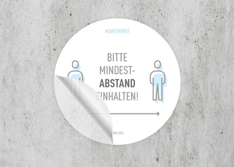 Adesivo per pavimenti Ø 30 cm | Icon »Bitte Mindestabstand einhalten«