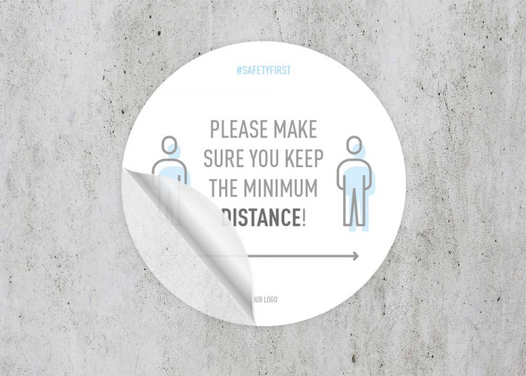Adesivo per pavimenti Ø 30 cm | Icon »Please make sure you keep the minimum distance«