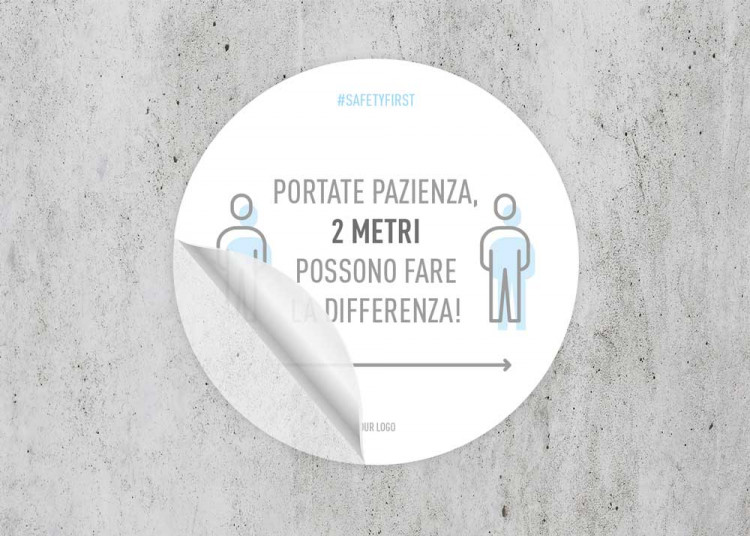 Adesivo per pavimenti Ø 30 cm | Icon »Portate pazienza, un metro può fare la differenza«