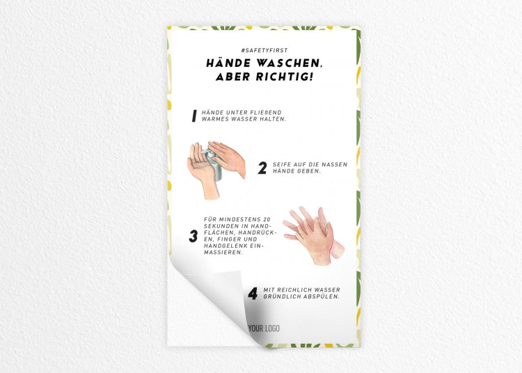Insegna 15 x 25 cm | giungla - Istruzioni come lavarsi le mani (de)