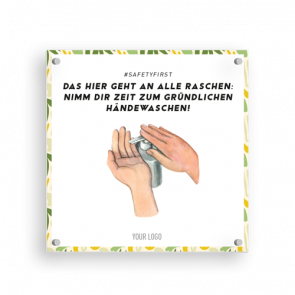 Insegna 15 x 15 cm | giungla - Lavarsi le mani (de)