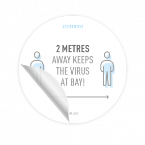 Adesivo per pavimenti Ø 30 cm | Icon »2 metres away keeps the virus at bay«