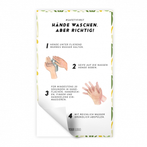 Insegna 15 x 25 cm | giungla - Istruzioni come lavarsi le mani (de)